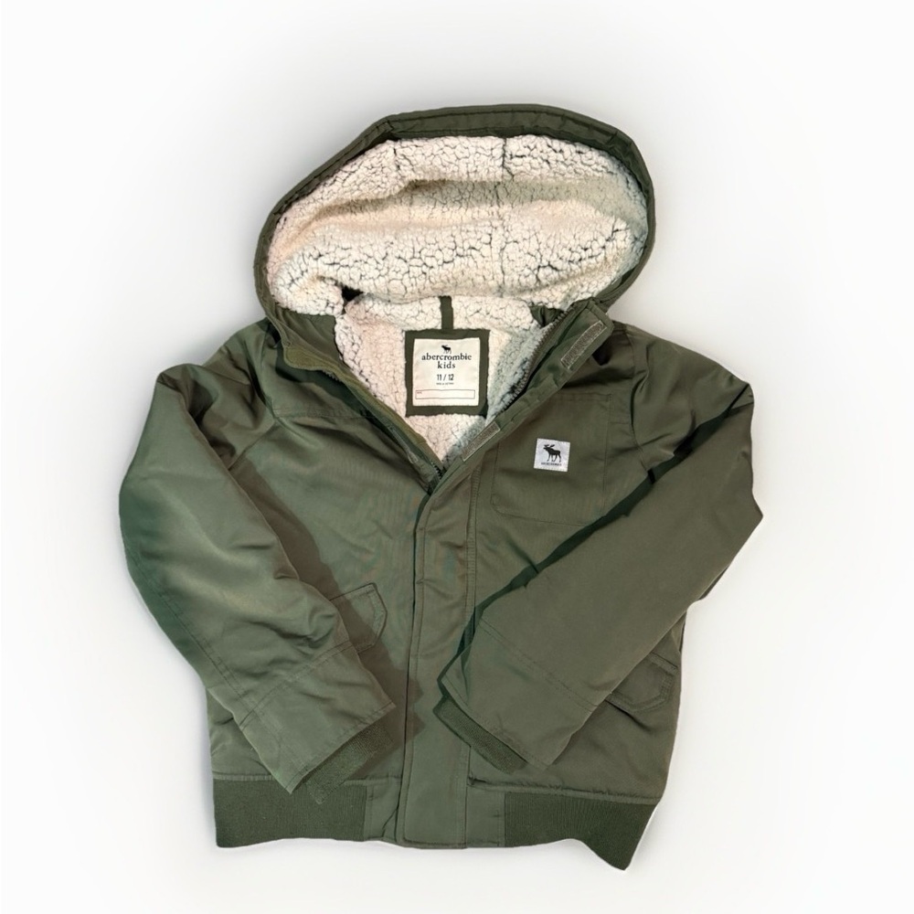 Kids Abercrombie & Fitch Forest Green Fleece-Lined Jacket size 11/12 year